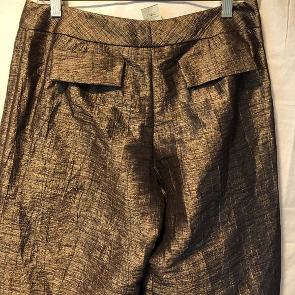 Cache Expresso Textured Crop Gaucho Pant New Poly Linen Blend Cropped NWT $118 - Picture 9 of 10